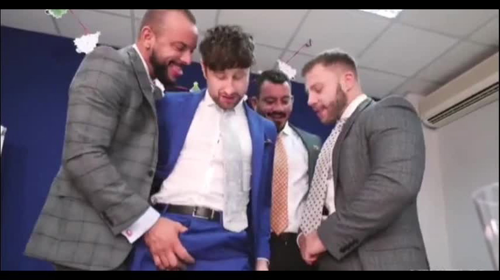 Shared Video by Maleplay with the username @Maleplay, who is a verified user,  June 22, 2023 at 2:42 AM and the text says 'Seed rain 💦💦💦 
The groom receiving the wet and stuffed gift from the groomsmen before the ceremony.  
It's to ensure fertility...
💋💦💦💦🍆'