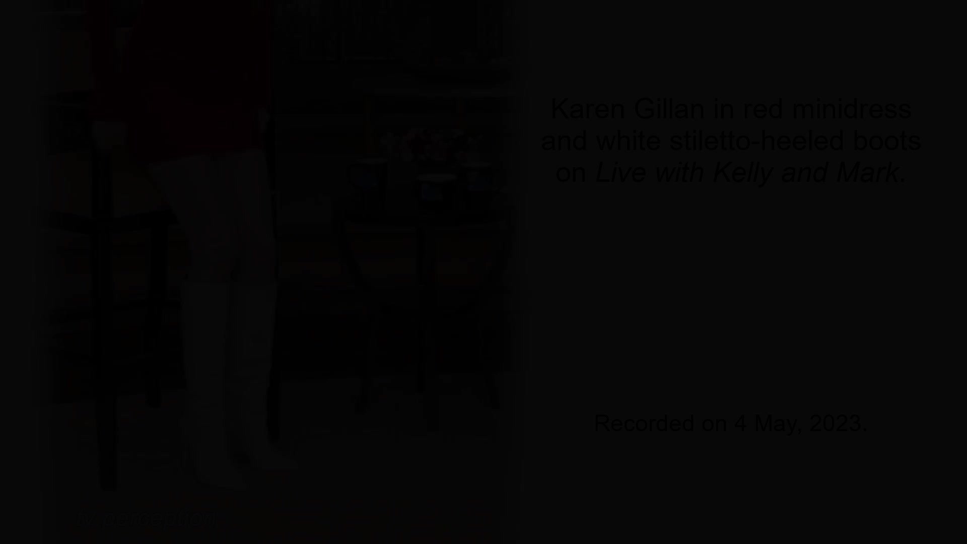 Watch the Video by tv.perception with the username @tv.perception, posted on October 12, 2023. The post is about the topic Celebrity Feet and Legs. and the text says 'Karen Gillan in red minidress and white stiletto-heeled boots on Live with Kelly and Mark.

Recorded on 4 May, 2023.

#KarenGillan #Celebrity #Legs'
