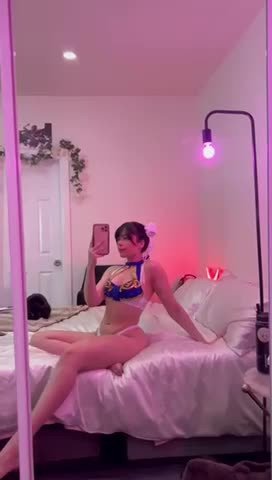 Video by Stephanie with the username @CyberStephanie,  April 29, 2023 at 1:07 AM. The post is about the topic Amateurs and the text says 'You see chun-li on your bed, wyd?'