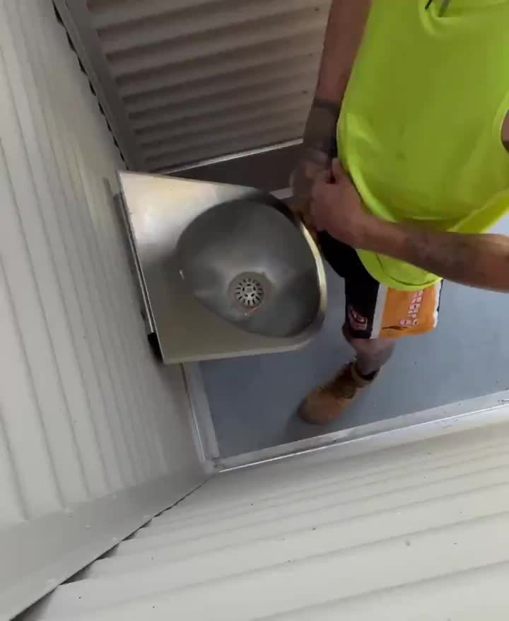 Video by Man Tools with the username @mantools,  August 11, 2021 at 9:02 AM. The post is about the topic Men's Room and the text says 'Cumming at the urinal'