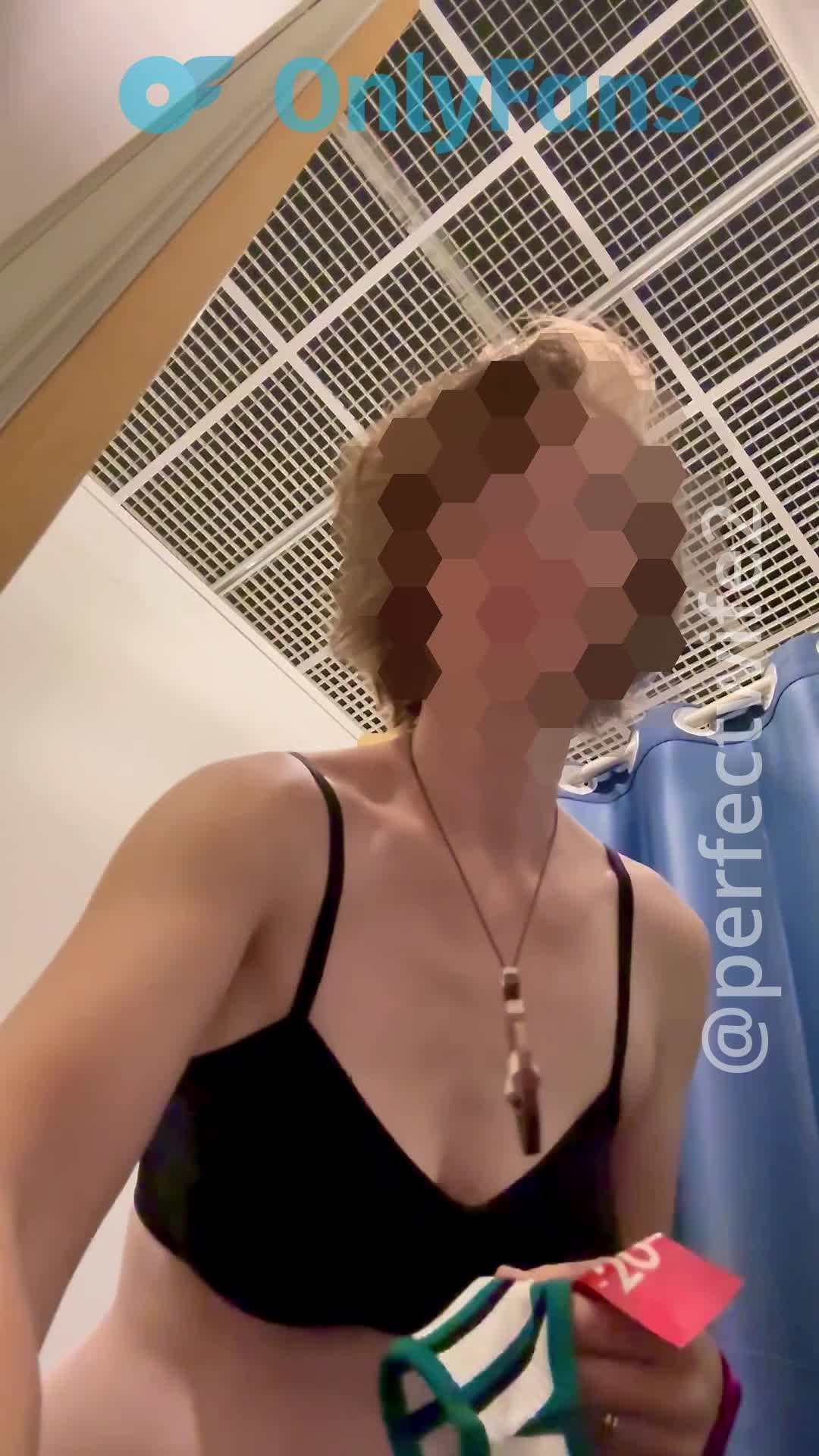 Video by Perfectwife2 with the username @Perfectwife2, who is a star user,  December 7, 2022 at 12:50 AM. The post is about the topic MILF and the text says 'It's TittyTuesday! For that occasion enjoy a video of me in a changing room trying stuff on with my milky boobs. 
I liked the stripy one and you?'