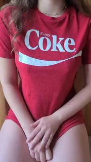 Video by Okami (*꒪ヮ꒪*) with the username @Okami638,  October 6, 2021 at 10:33 PM and the text says 'Coca cola fan girl-  Video in topic Beautiful Breasts by SexyRabbitJane'