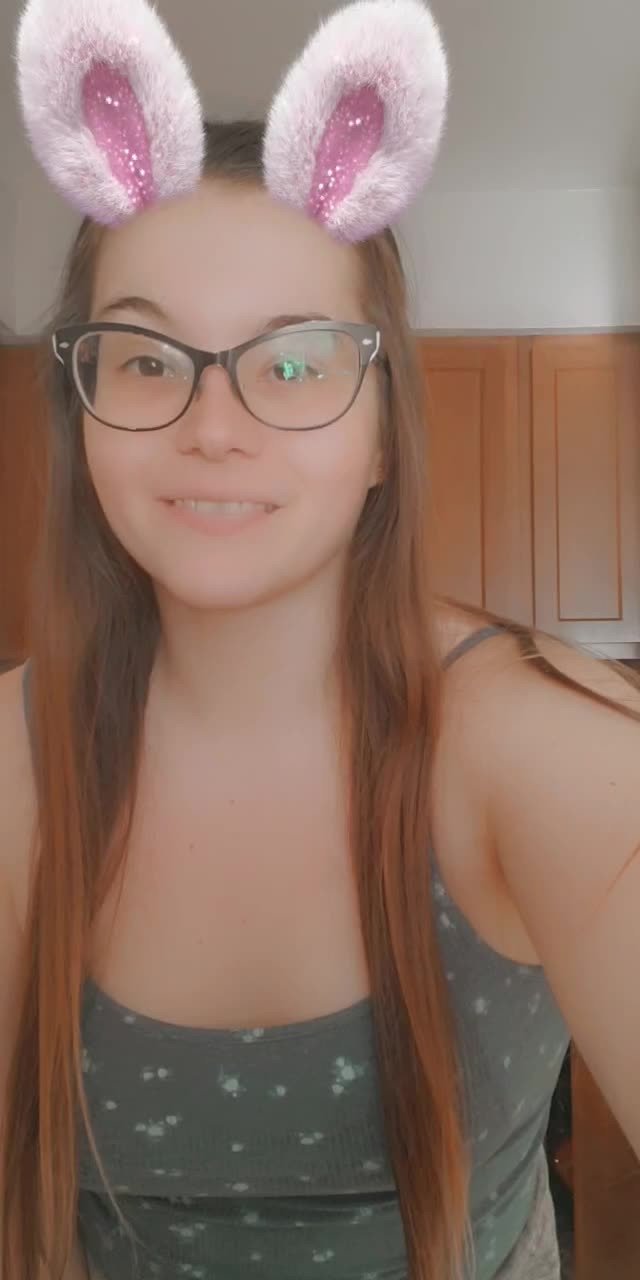 Video by ThatLittleBrat with the username @ThatLittleBrat, who is a verified user,  April 17, 2022 at 11:02 PM. The post is about the topic Amateurs and the text says 'Happy Easter everyone & thank you for all the love on my pictures 🥰 Hope you like this little video I took in the kitchen while my roommate and his girlfriend watched tv in the next room 🤭'