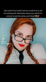 Video by Mary Corner with the username @marycorner, who is a star user,  August 31, 2024 at 1:04 AM. The post is about the topic Beautiful Redheads and the text says 'Tag a performer/creator that you would love to see me working with! Absolutely anyone you wish!!!! I&#039;m curious to see the names you&#039;ll drop!!!🤓💕

#collab #performer #creator #contentcreator #ginger #plussizemodel #glassesgirl #teamwork..'