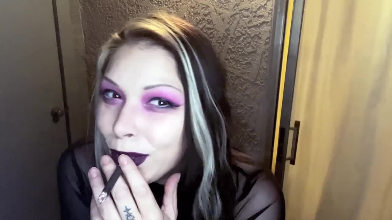 Video by Zeta with the username @ZetaXO, who is a star user,  December 11, 2021 at 3:44 PM. The post is about the topic Smoking babes and Fucking and the text says 'Smoking ASMR Goth girl relaxing with a clove at 2am 🦇'