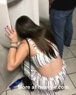 College Girl Drinking Piss From Urinal