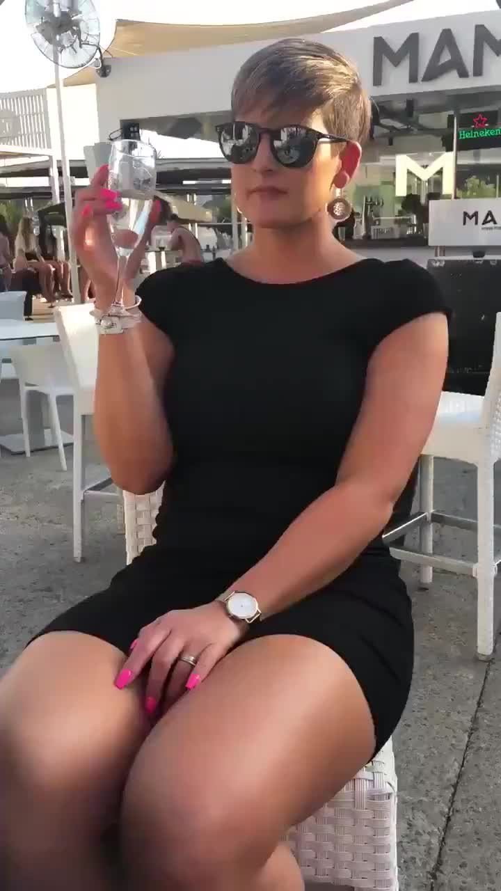 Shared Video by LOVEMYWORLD3 with the username @LOVEMYWORLD3, who is a verified user,  November 25, 2023 at 5:38 PM. The post is about the topic Love no panties and the text says 'drinks ?'