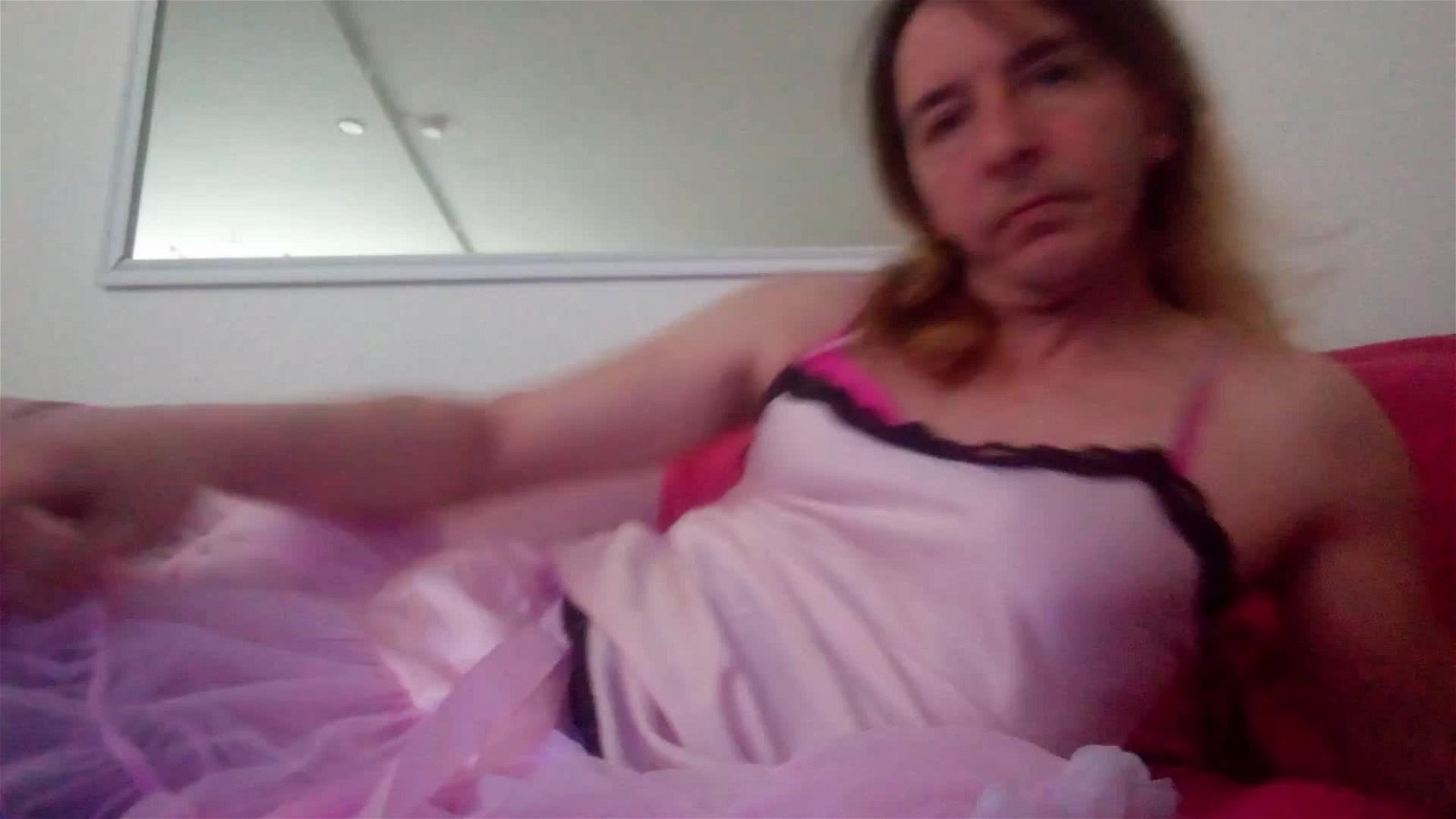 Me cum in a pink Satin dress