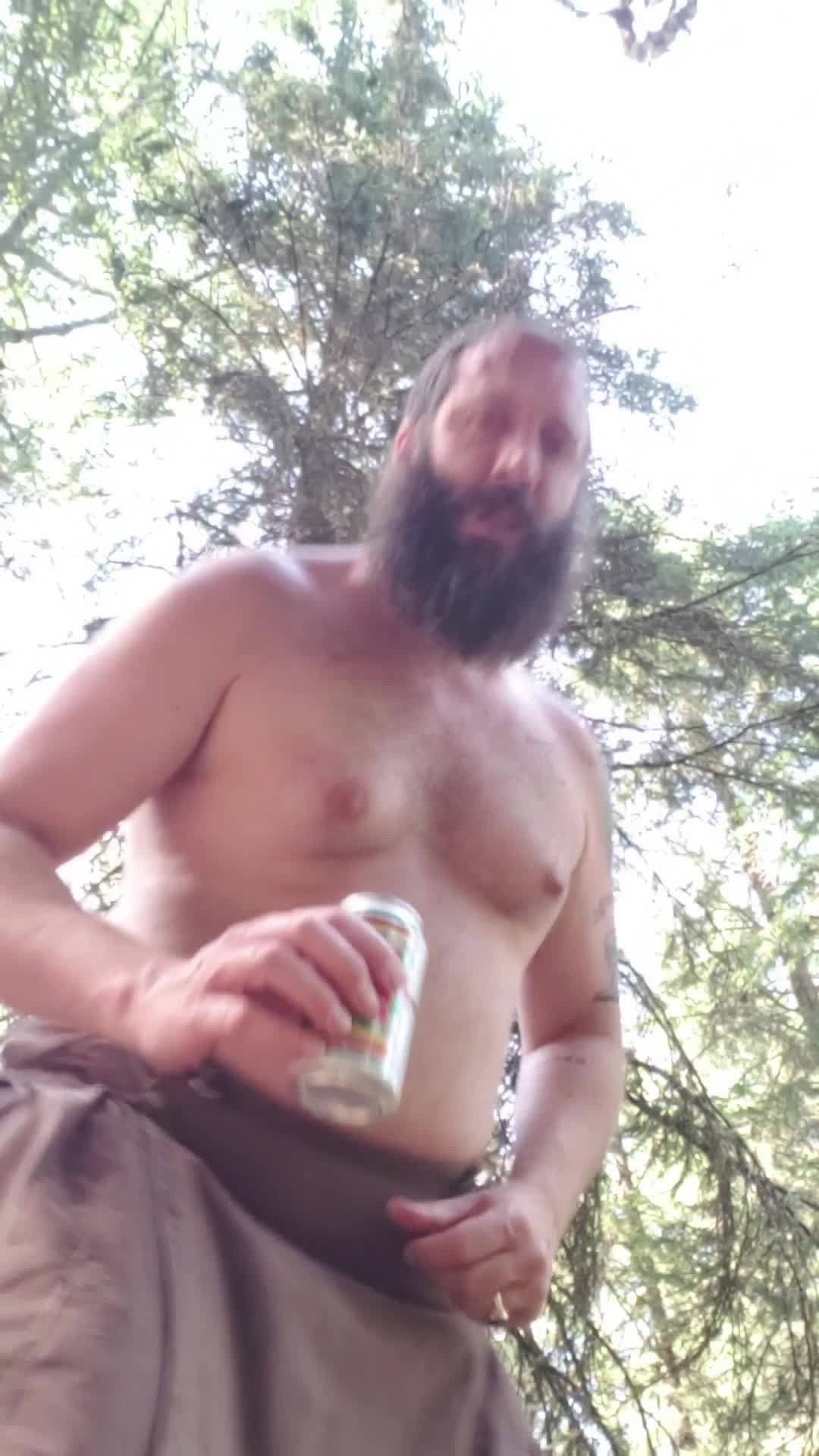 Beer and piss in the woods