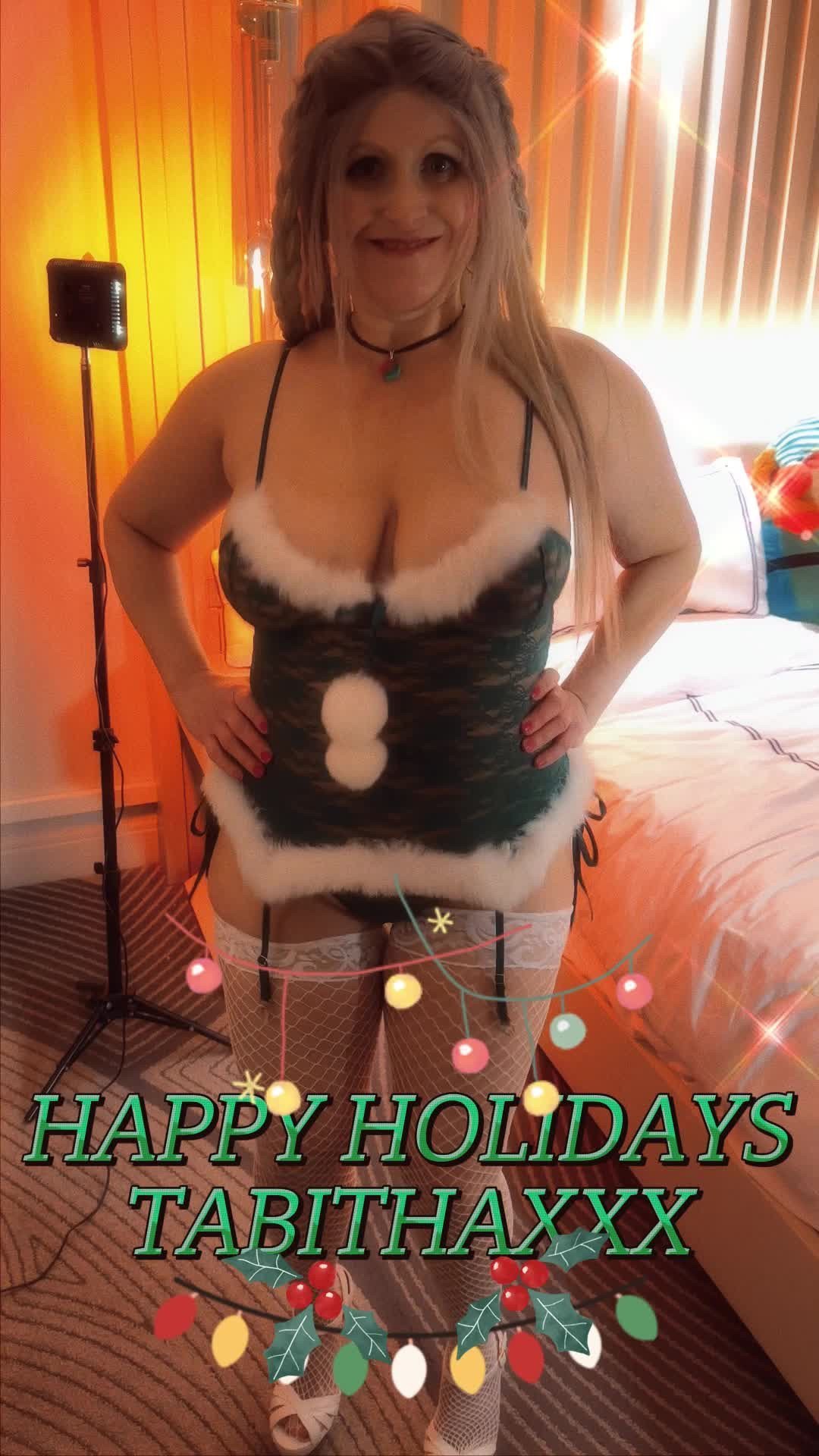Video by tabithaxxx with the username @tabithaxxx, who is a star user,  December 1, 2023 at 10:16 PM and the text says 'Happy Holidays #milf #boobs #lingerie #sexy #heels #highheels #stockings #onlyfans #fansly #manyvids #clips4sale #loyalfans'