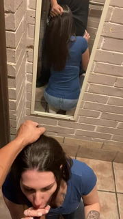 Video by VIoletRose with the username @VioletRose, who is a verified user,  April 15, 2023 at 3:57 PM. The post is about the topic Public Sex and Exhibitionism and the text says 'Sucking his cock in a Public Bar Bathroom'