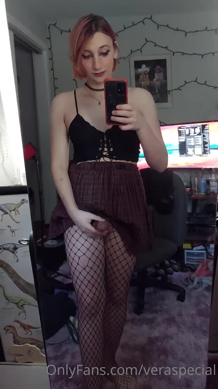 Shared Video by ShemaleCockLover with the username @ShemaleCockLover, who is a verified user,  December 8, 2023 at 11:30 AM. The post is about the topic RC's Mirror Selfies and the text says '#VeraSpecial #MirrorSelfie #TGirl #Cutie #GfMaterial #Selfie'