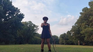 Video by LadyWithTheWhips with the username @LadyWithTheWhips, who is a star user,  October 2, 2024 at 2:47 AM. The post is about the topic The whip and the flogger. and the text says 'LadyWithTheWhips Blind Folded Double Bullwhip'