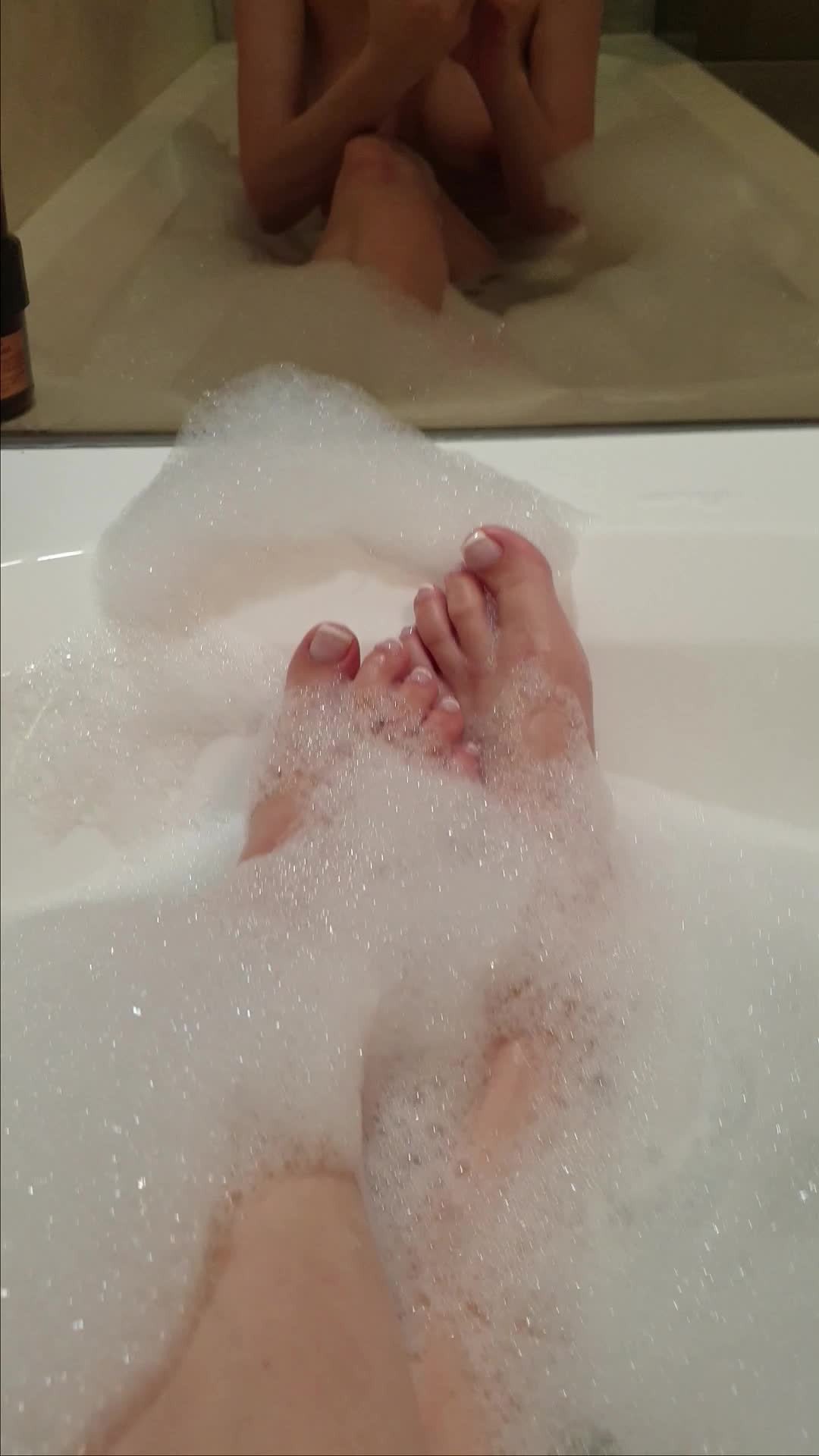 Video by Serafina Muse with the username @Serafinamuse, who is a star user,  October 26, 2023 at 10:50 AM. The post is about the topic Amateurs and the text says 'Foam bath treat for my french pedi. 
#bath #feet #delicious #tasteme #ASMR'