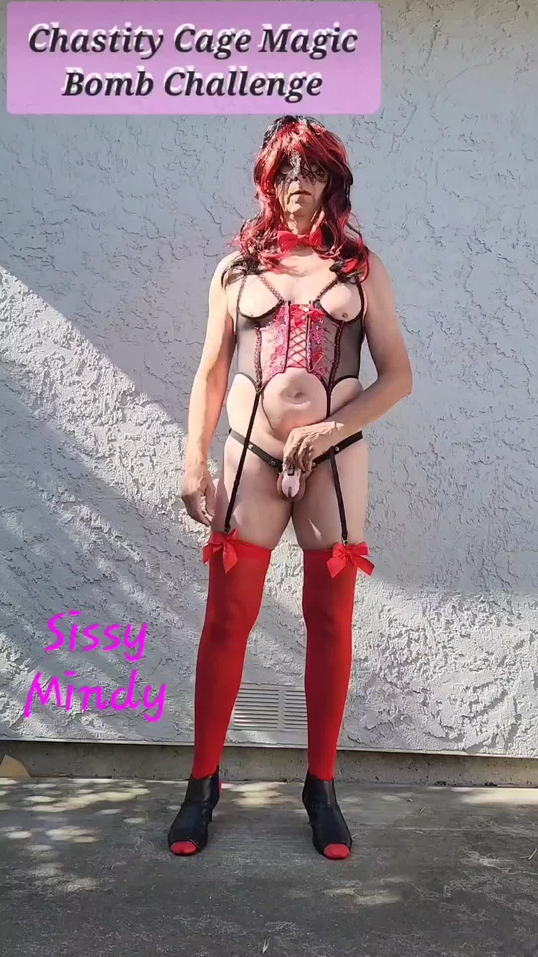 Video by SissyMindy with the username @SissyMindy, who is a verified user,  November 25, 2023 at 5:12 PM and the text says 'Magic Bomb in a cage'
