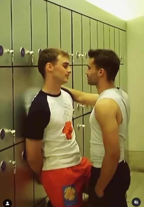 Video by DirtyDaddyFunStuff with the username @DirtyDaddyPorn, who is a verified user,  April 3, 2024 at 9:09 PM and the text says 'Gym Kisses  #twinks #kisses #gym #lockerroom #muscles #kissing #romantic #bulges #stubble #mustaches'