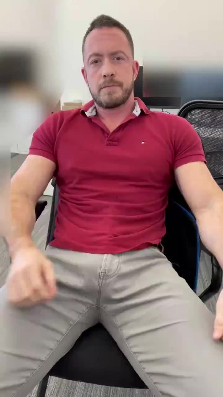 Video by DirtyDaddyFunStuff with the username @DirtyDaddyPorn, who is a verified user,  April 4, 2024 at 1:28 AM and the text says 'Hung Office Wank  #jerkoff #office #muscles #hairy #hung #cum #cumshot'