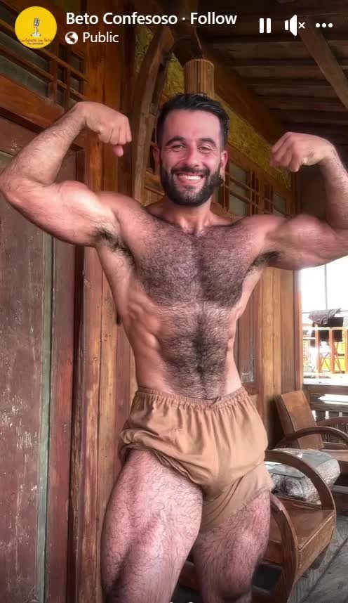 Video by DirtyDaddyFunStuff with the username @DirtyDaddyPorn, who is a verified user,  April 9, 2024 at 1:31 AM and the text says 'Hairy Buff Bod Pose  #hairy #buff #muscles #stubble #beard #otter #armpits'