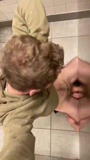 Video by DirtyDaddyFunStuff with the username @DirtyDaddyPorn, who is a verified user,  April 11, 2024 at 6:26 PM and the text says 'Ginger Otter Understall Blowjob  #public #restroom #bathroom #otter #ginger #redhead #hairy #otter'