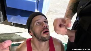 Video by DirtyDaddyFunStuff with the username @DirtyDaddyPorn, who is a verified user,  April 13, 2024 at 6:18 PM and the text says 'Double Facial #cum #cumshot #stubble #beards #public #alleysex #butch #hung #oral #facial'