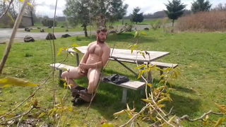 Video by DirtyDaddyFunStuff with the username @DirtyDaddyPorn, who is a verified user,  April 17, 2024 at 9:49 PM and the text says 'Jerkin in the Park #parks #jerkingoff #public #hairy #muscles #beards'