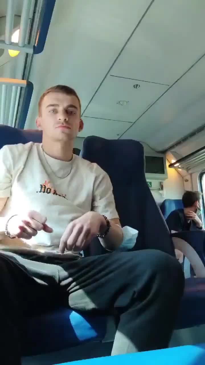 Video by DirtyDaddyFunStuff with the username @DirtyDaddyPorn, who is a verified user,  April 18, 2024 at 5:52 PM and the text says 'Quick Cum on the Train #public #trains #jerkoff #twink #cum #cumshot'