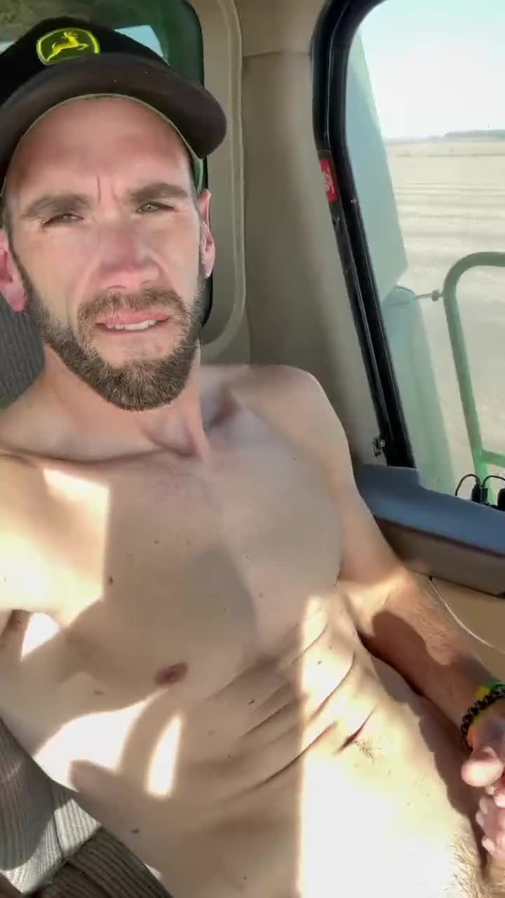 Video by DirtyDaddyFunStuff with the username @DirtyDaddyPorn, who is a verified user,  April 18, 2024 at 6:25 PM and the text says 'RIPPED #HUNG #Combine #tractor #jerkoff #solo #countryboy #farm #farmer #stubble #beard #abs #muscles'