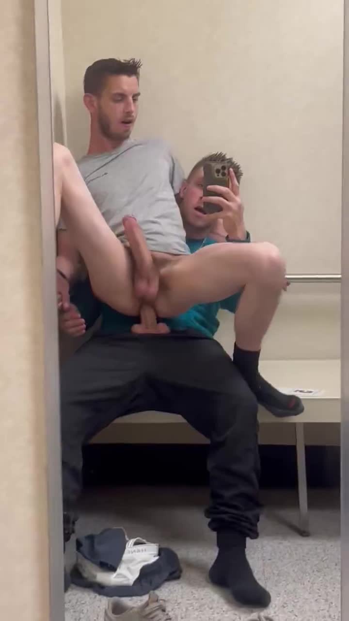 Video by DirtyDaddyFunStuff with the username @DirtyDaddyPorn, who is a verified user,  April 19, 2024 at 10:56 PM and the text says '#Fucking in the #Dressingroom #changingroom #public #fuck #twinks #stubble #socks'