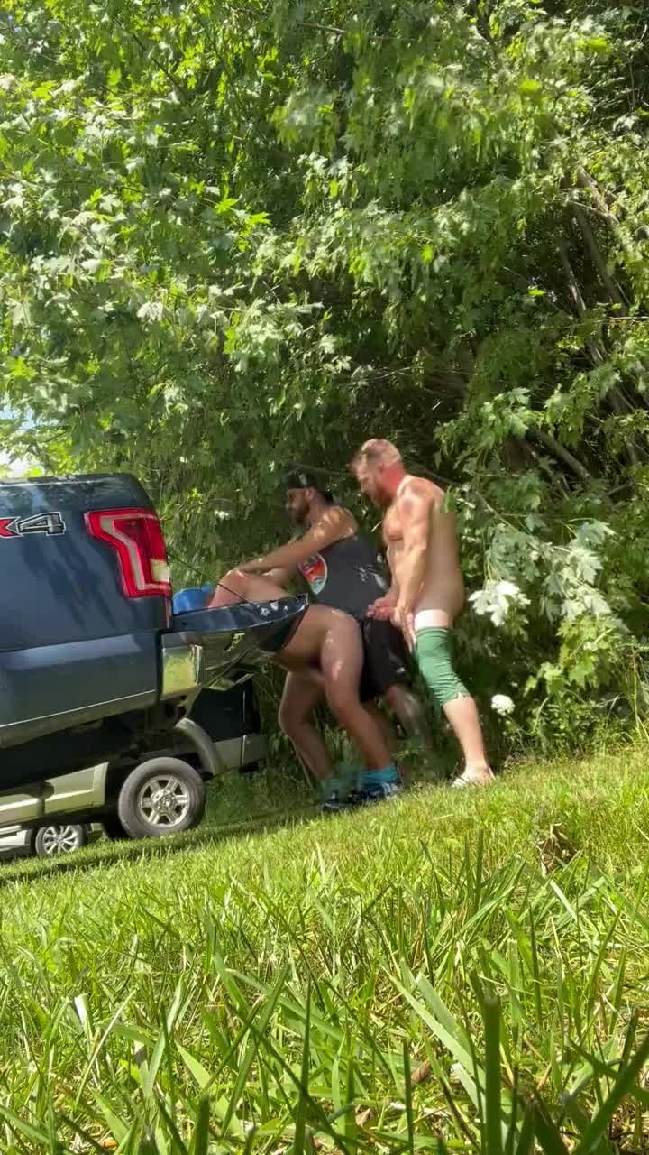 Video by DirtyDaddyFunStuff with the username @DirtyDaddyPorn, who is a verified user,  April 22, 2024 at 5:16 PM and the text says 'Do #Bears #Fuck in the #Woods ?  #beards #fucking #outdoors #parks #public #truck #rednecks #redhead #ginger'
