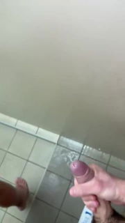 Video by DirtyDaddyFunStuff with the username @DirtyDaddyPorn, who is a verified user,  April 25, 2024 at 6:49 PM and the text says 'Massive #cumcannon load in #public #restroom !  #toilet #hung #cum #cumshot #otter'