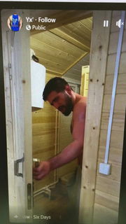 Video by DirtyDaddyFunStuff with the username @DirtyDaddyPorn, who is a verified user,  May 11, 2024 at 6:37 PM and the text says '#Hairy #Sweaty #sauna #musclebear #tats #muscles #bush'