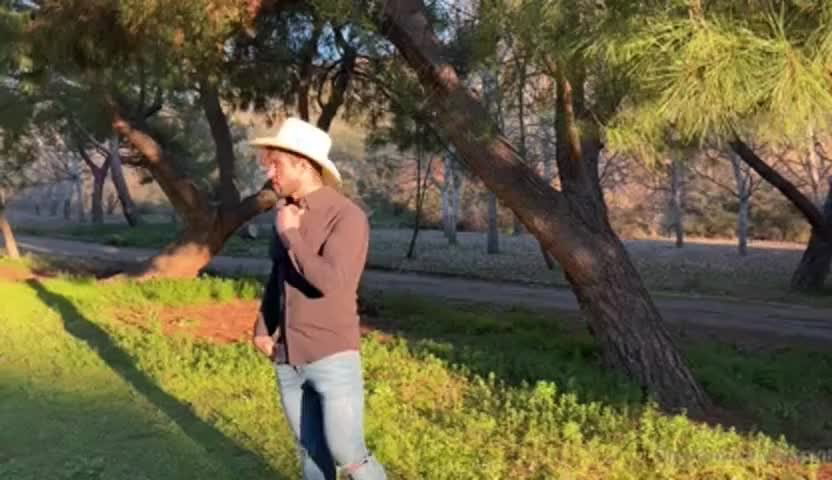 Video by DirtyDaddyFunStuff with the username @DirtyDaddyPorn, who is a verified user,  May 14, 2024 at 12:11 AM and the text says '#Cowboys #sucking in the #park #buff #muscles #cruising #oral #uncut'