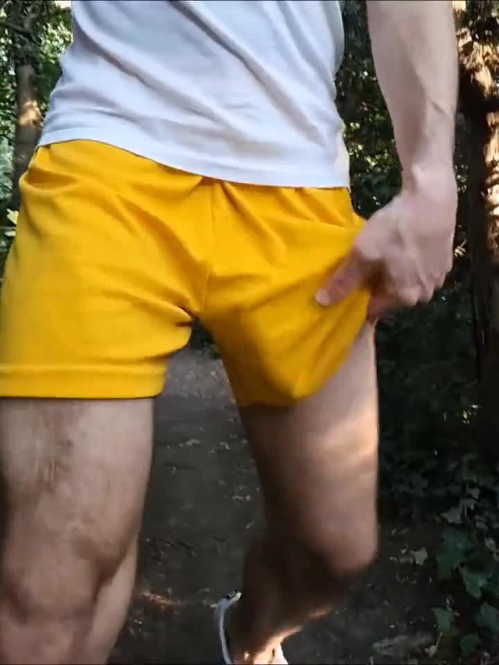 Video by DirtyDaddyFunStuff with the username @DirtyDaddyPorn, who is a verified user,  May 27, 2024 at 1:10 AM and the text says 'Huge Public Cock Flopper!!!  #public #hung #horsehung #uncut #jogging #sports #parks'