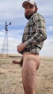 Video by DirtyDaddyFunStuff with the username @DirtyDaddyPorn, who is a verified user,  May 30, 2024 at 1:19 AM and the text says 'Windy Farmer Jerkoff Part One #hairy #otter #farmer #outdoors #beards #cum #cumshot #furry #muscles #hung #cowboys #countryboys #armpits'