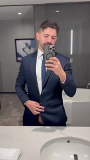 Video by DirtyDaddyFunStuff with the username @DirtyDaddyPorn, who is a verified user,  July 10, 2024 at 12:17 AM and the text says '#office #suit #restroom #teaser #mustache'