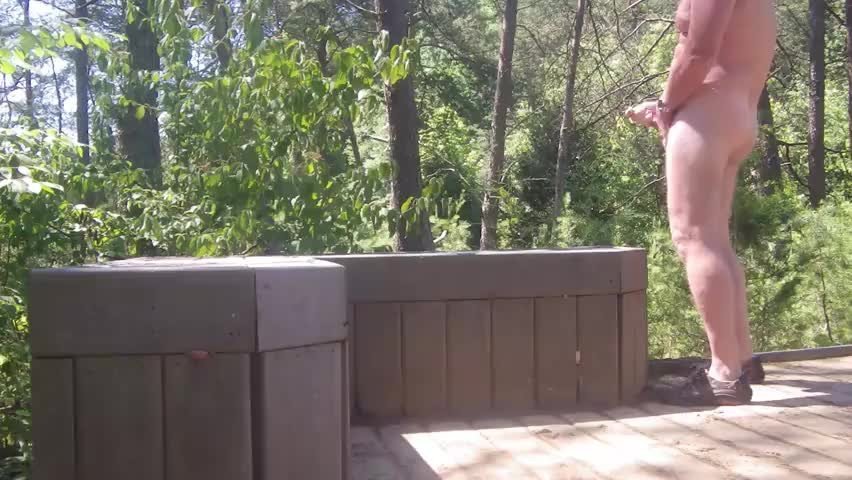 Video by ExposedJacker2 with the username @ExposedJacker2, who is a verified user,  April 10, 2024 at 9:36 PM. The post is about the topic OutdoorFun and the text says 'I was at a public park and got to a scenic overlook.  It seemed pretty quiet so I set up my digi cam, took my clothes off and openly jerked off right there'