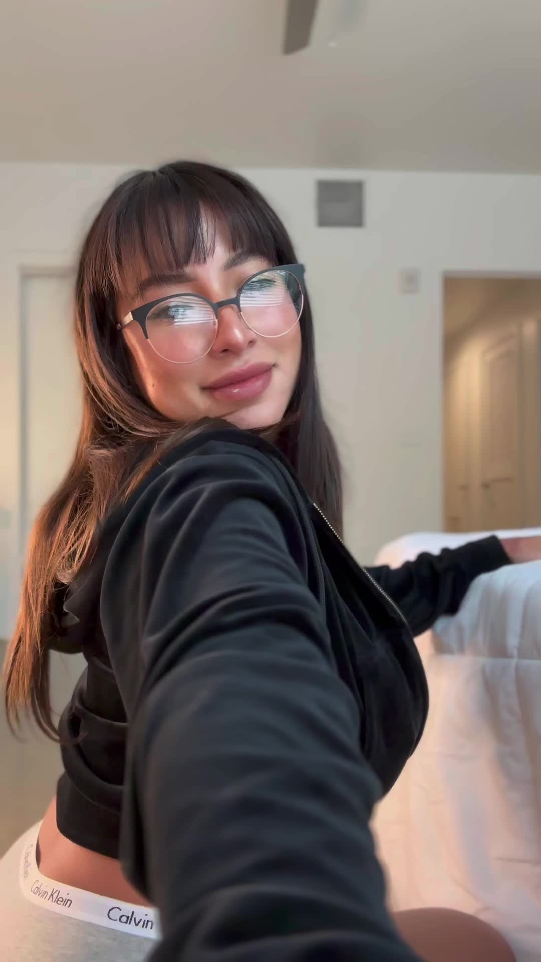 Watch the Video by Riley with the username @rileyswift, who is a star user, posted on February 1, 2024. The post is about the topic Glasses. and the text says 'How do you like me with glasses?'