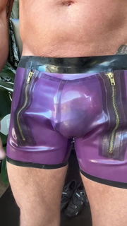 Video by Mrlucky with the username @Mrlucky261, who is a verified user,  August 24, 2024 at 6:28 AM. The post is about the topic Gay Underwear and the text says 'Custom made play shorts. wanna play?'