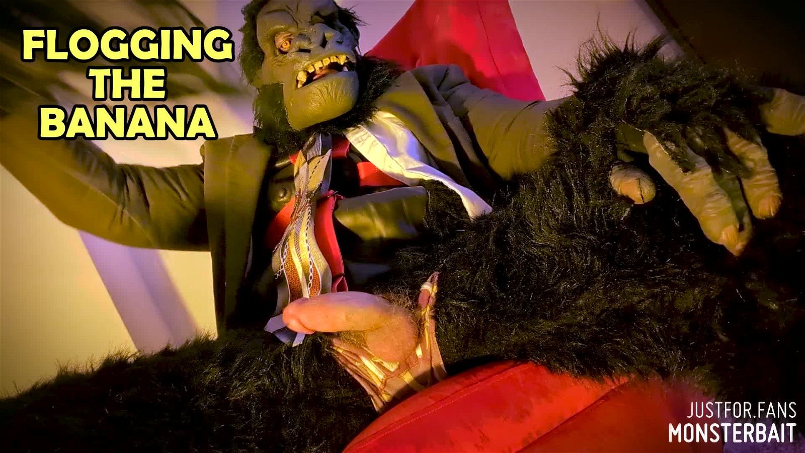 Video by Monsterbait with the username @Monsterbait, who is a star user,  May 2, 2024 at 4:50 PM. The post is about the topic GayExTumblr and the text says 'Gorilla spends some time giving his banana some attention. Some light CBT, edging, and sudden orgasm... bad monkey! 

Catch this and more masks and costume content on our fan pages!'
