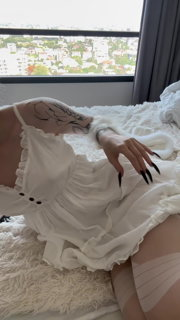 Video by tinyjoyy with the username @tinyjoyy, who is a verified user,  June 12, 2024 at 12:09 AM. The post is about the topic Pantyhose and the text says 'check out my stockings'