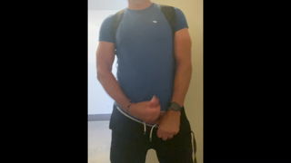 Video by JockDad87 with the username @BigJockDaddy87, who is a verified user,  June 16, 2024 at 9:00 PM and the text says 'Public Bathroom Cum from JockDad87'