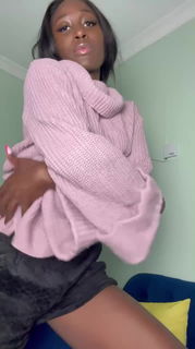 Video by Playful Minx Jade with the username @ebonyminx, who is a star user,  December 11, 2024 at 9:06 PM. The post is about the topic Small Boobs and the text says 'I'm taking off this pink sweater for you!🍒'