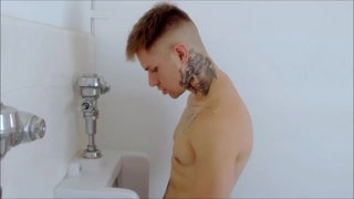Shared Video by Riley Morgan with the username @MyObsessiveOutlet,  June 18, 2024 at 5:08 AM and the text says 'Very hot #gay #cocksucking, #rimming and #fucking in a #public #bathroom with lots of #cum between a #mature and #young guy!'