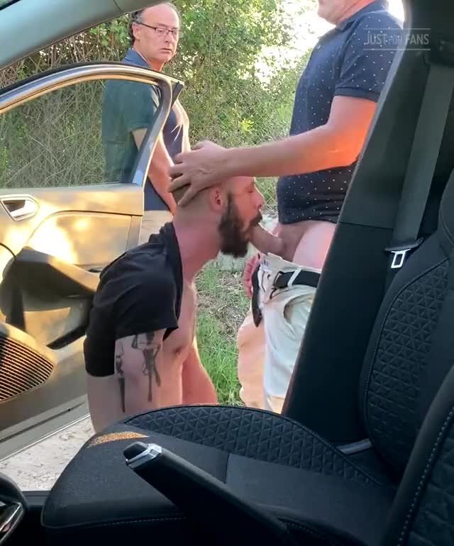 Video by Nickplus33 with the username @Nickplus33, who is a verified user,  September 27, 2023 at 1:54 AM and the text says '#car #cruising #outdoors #oral #bj #daddy #dilf #beard'