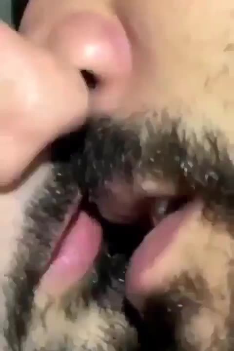 Video by Nickplus33 with the username @Nickplus33, who is a verified user, posted on December 4, 2023 and the text says '#hotvid #kissing #beard #deepkissing  #tongue'