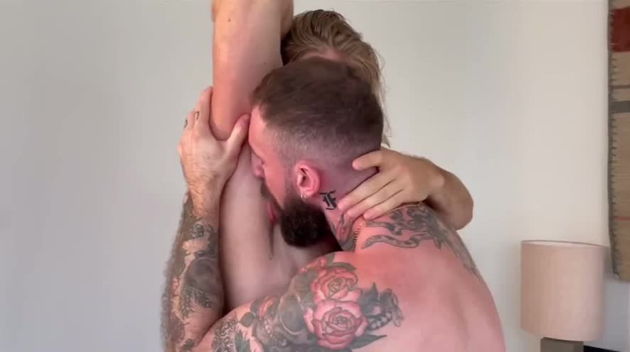 Video by Nickplus33 with the username @Nickplus33, who is a verified user,  January 10, 2024 at 7:59 AM and the text says '#mattoffthetrail #obsession #muscled #blondes #youngdilf #ginger #kissing #mattdubbe'