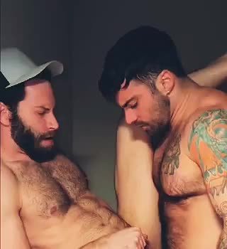 Video by Nickplus33 with the username @Nickplus33, who is a verified user,  April 28, 2024 at 3:00 AM and the text says '#kissing #hotvid #anal #fuckfun #youngdilf #beard #caps #hairy #hairychest #ink #bromance #band'