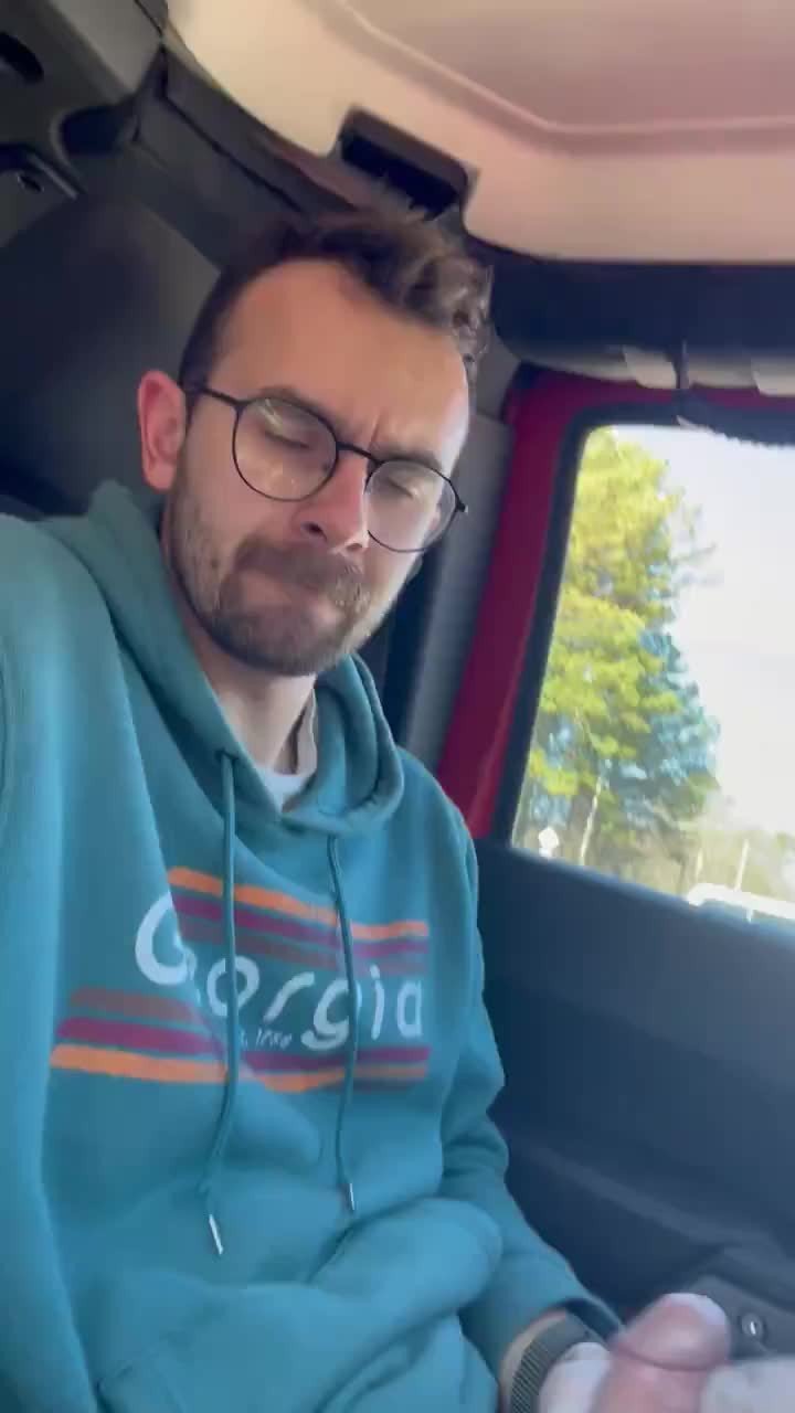 Video by Nickplus33 with the username @Nickplus33, who is a verified user,  May 24, 2024 at 2:54 AM and the text says '#car #cruising #youngdilf #specs #hung #band #DL #balls #bator #beard #stache #trimmed  #balls #happytrail #cum'