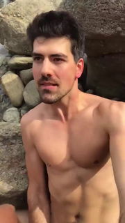 Video by Nickplus33 with the username @Nickplus33, who is a verified user,  June 9, 2024 at 2:41 AM and the text says '#beach #cruising #otter  #scruff  #cum #toned #cumshooter'