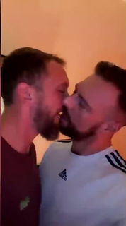 Video by Nickplus33 with the username @Nickplus33, who is a verified user,  June 28, 2024 at 1:50 AM and the text says '#kissing #beard #dilf #tongue #bromance #hotvid'